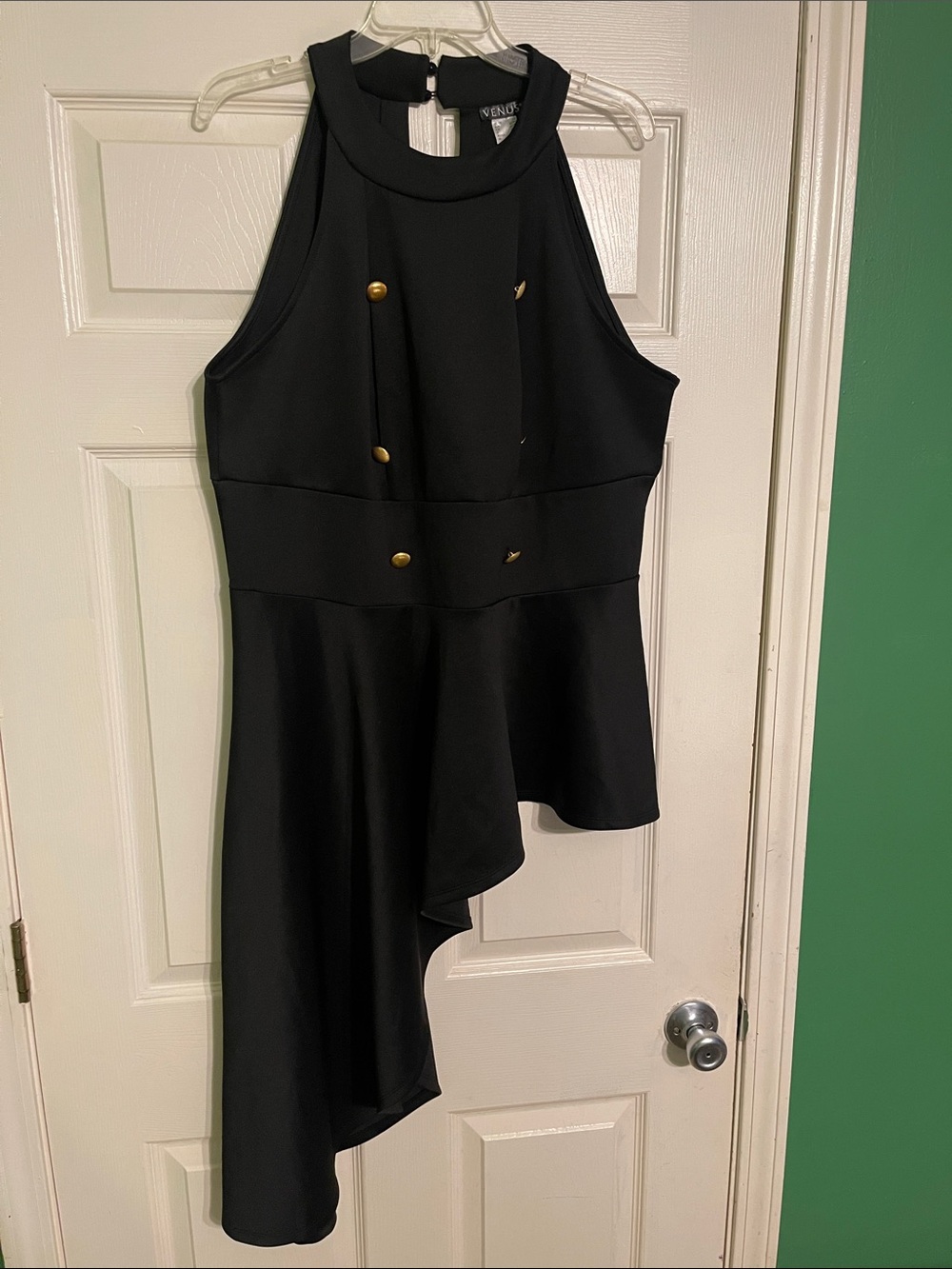 VENUS Black Sleeveless Top with Placket Detail